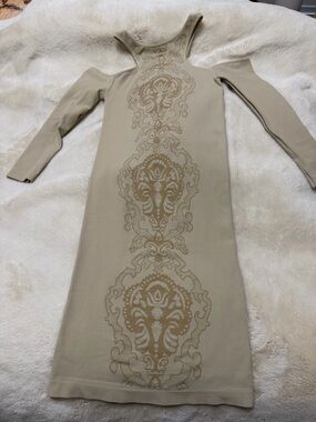fp Movement Beige Cold-Shoulder Long Sleeve Bodycon Dress NWOT